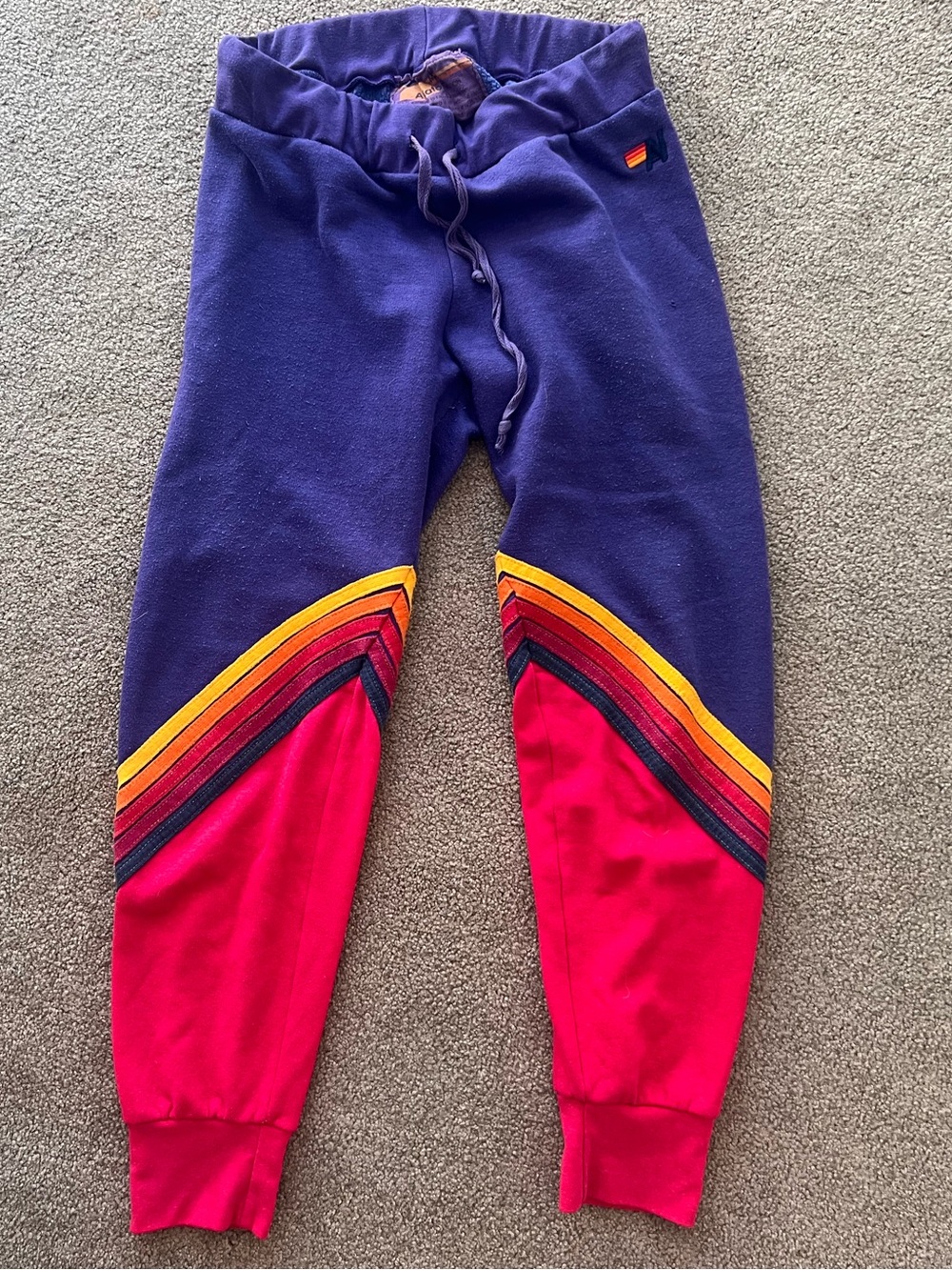 Aviator Nation Chevron 5 Stripe Sweatpants Purple Pink S